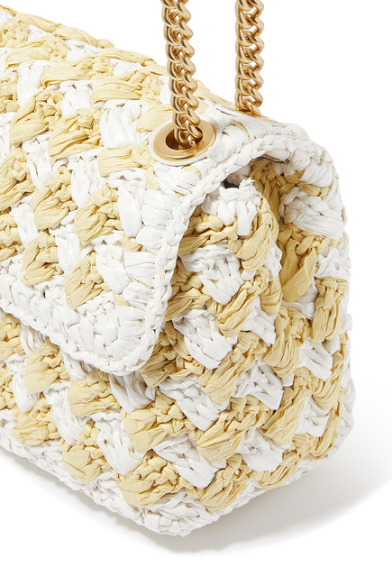 Evelyn Striped Crochet Raffia Medium Convertible Shoulder Bag